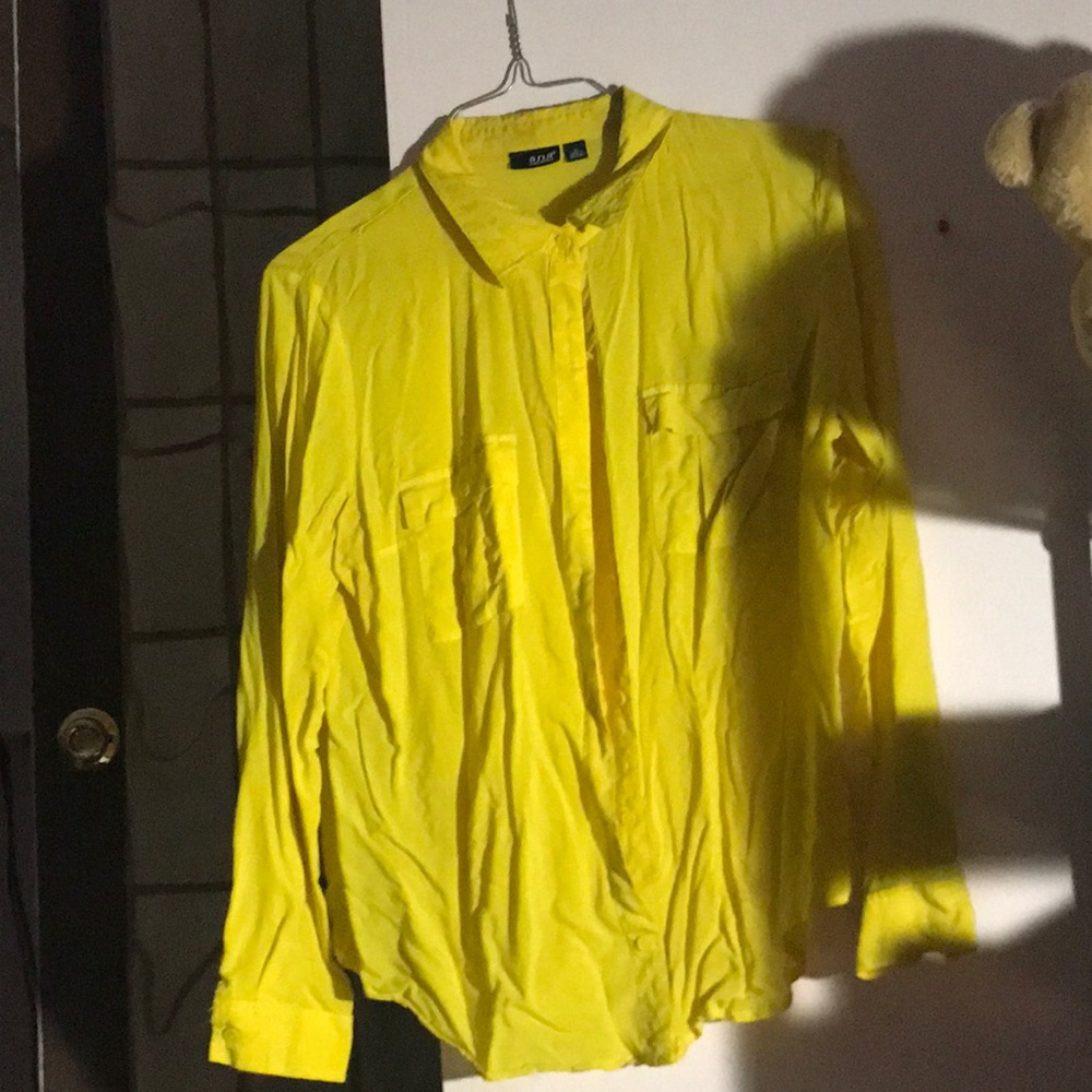 Yellow button down.